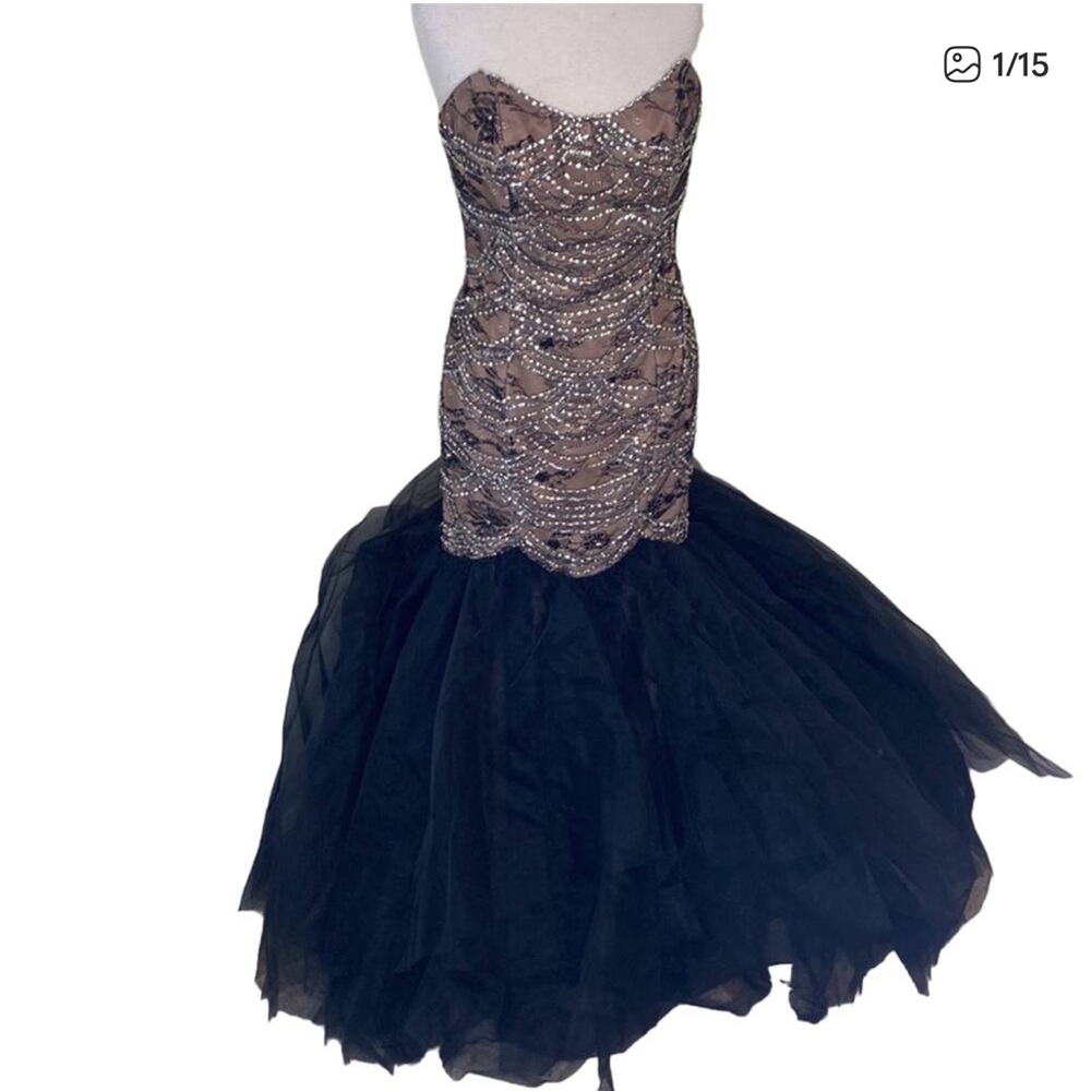 SHERRI HILL Style 11080 Strapless Mermaid Embellished Rhinestone Formal Gown 12